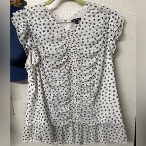 Who What Wear Black and White Polka Dot Top